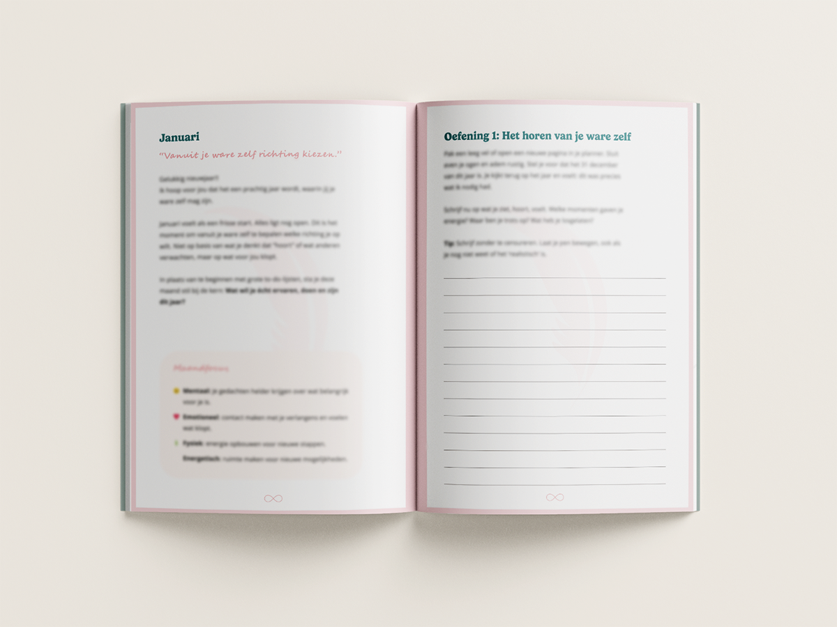 Boekontwerp binnenwerk van Holistische Manifestatie Planner - De HSP Academie - Anne van Omme
